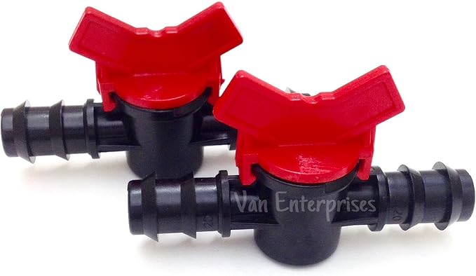 2PK of 5/8" ~ 3/4" ID Ball Valve Hose Barb Connectors for Drip Irrigation Hoses and Aquariums