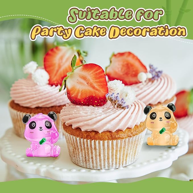 35 Pcs Mini Panda Figurines Luminous Miniature Cute Resin Animals Glow in The Dark Tiny Panda Landscape Decoration Resin Figures DIY Accessories Ornament Craft Party Cake Topper