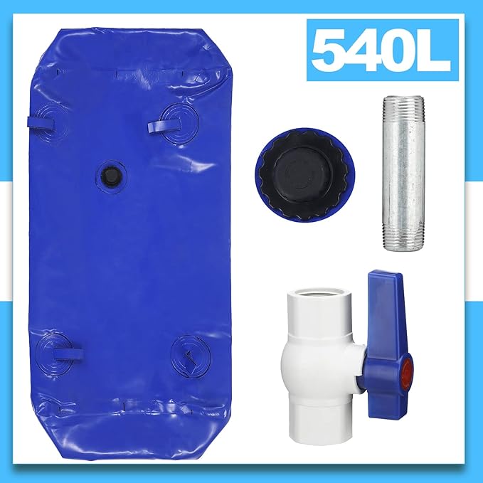 Kingdder Large Capacity Water Storage Bladder Emergency Water Bladder Tanks Foldable Storage Tank Portable Rainwater Bag for Drought Resistance Fire Protection Agricultural Irrigation(540L)