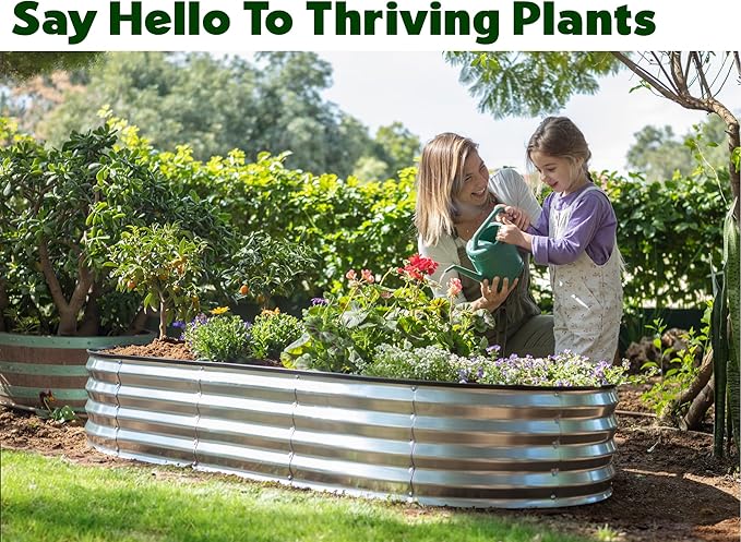 Galvanized Raised Garden Beds Outdoor // 6×3×1 ft (2-Pack) Planter Raised Beds for Gardening, Vegetables, Flowers // Large Metal Garden Box // Patented Tool-Free Design (Silver)