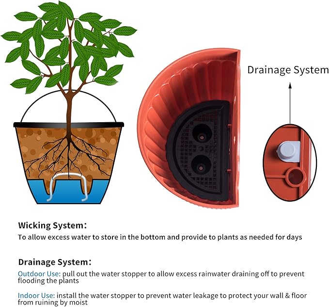 4 Pack Brick Red Wall Hanging Planter Pot Vertical Garden Living Wall Mount Window Hang Indoor Outdoor Plant Flower Basket for Kitchen Herbs Balcony Railing Shelf Fence Bedroom Trellis Decor Modern