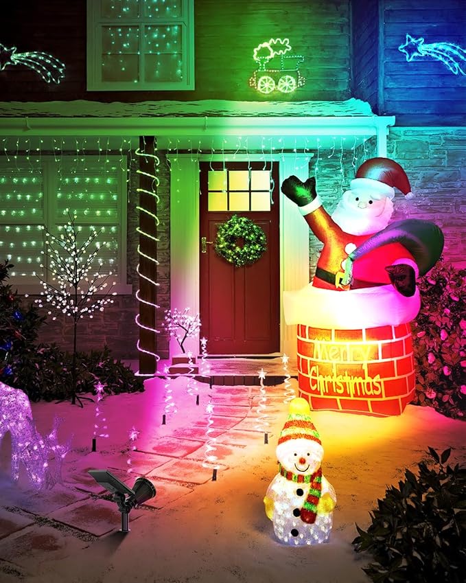 4 Pack Color Changing Solar Spotlights Outdoor for Decorations, Tree, Statue, House Wall, Super Bright Waterproof Solar Lanscape Spot Lights Uplighting for Outside, Yard, Garden, Adjustable Brightness