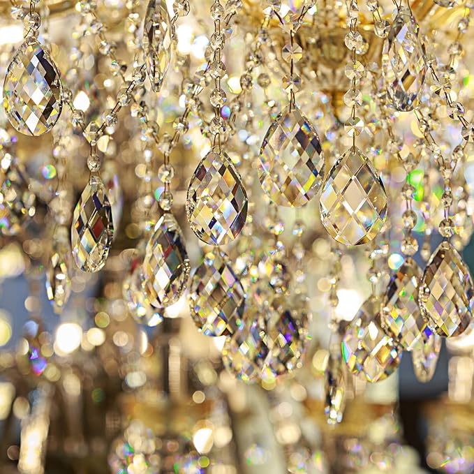 48 Pcs 24 Pcs Chandelier Crystal Replacement 38 mm Teardrop & Icicle Crystal Prisms Hanging Gems Parts for Lamps and Chandeliers Suncatcher Christmas Tree Windows Home Decor (Clear)