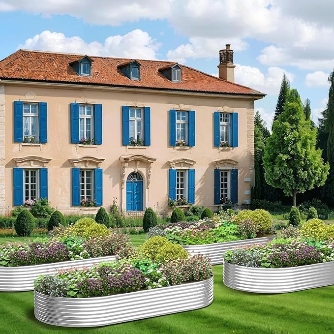 3 Pack 6x3FT Galvanized Raised Garden Bed Outdoor,Metal Garden Bed for Vegetables,Steel Raised Beds for Gardening,Above Ground Garden Box for Flower-QIA