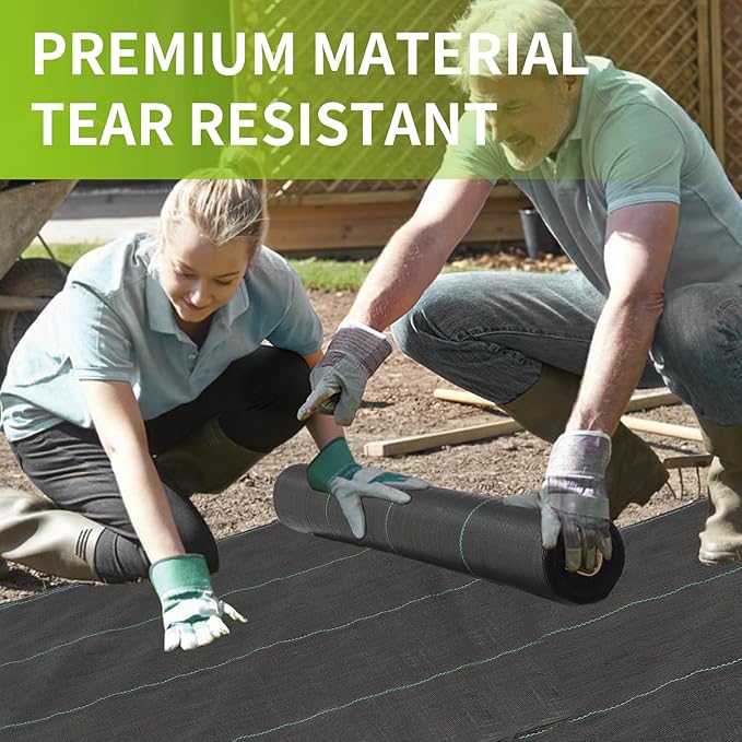 3x100ft 3.2OZ,Weed Barrier Landscape Fabric Heavy Duty, Woven Weed Control Fabric, High Permeability Good for Flower Bed, Geotextile Fabric Underlayment, Driveway (6.5ft*32ft)