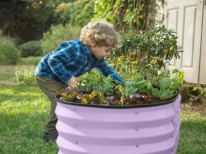 Galvanized Raised Garden Beds Outdoor // 4×2×1 ft Planter Raised Beds for Gardening, Vegetables, Flowers // Large Metal Garden Box (Lavender)