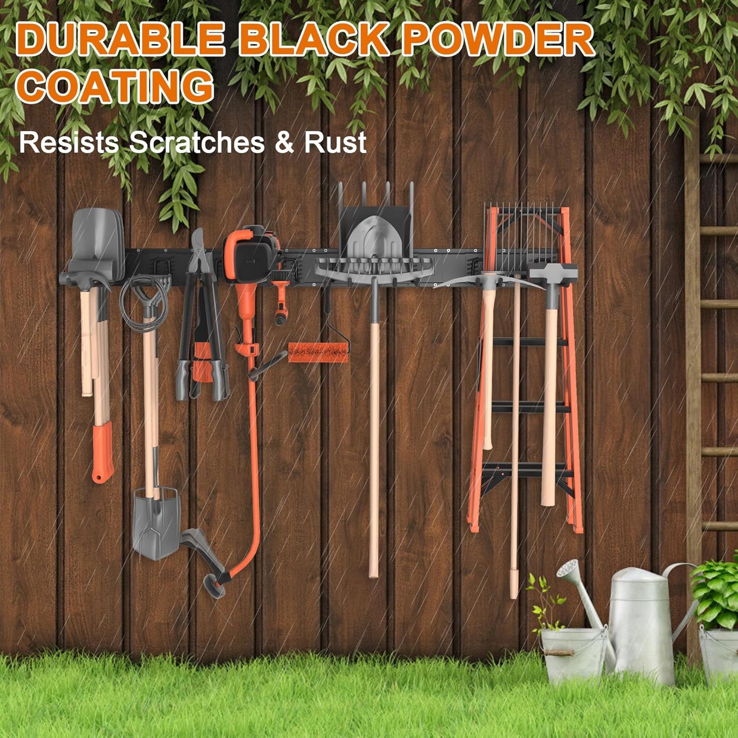 Garage Storage, Ultimate Wall-Mounted Garage Organizer for Men 32Inch, Heavy Duty 330lbs Tool Rack with Adjustable Metal Hooks Yard, Shed & Workshop Storage for Tools, Bikes, Snowboards Gift