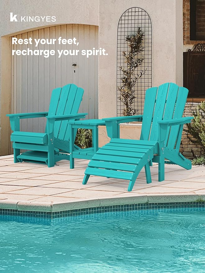 KINGYES Folding Adirondack Ottomans Set of 2 for Adirondack Chair, Aruba