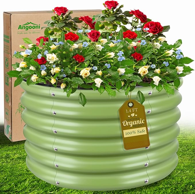 3x3x1.4ft Galvanized Raised Garden Bed, Deep Metal Garden Bed, Matcha Green Raised Garden Beds Outdoor, Raised Bed for Planting Vegetables, Flowers, Fruits