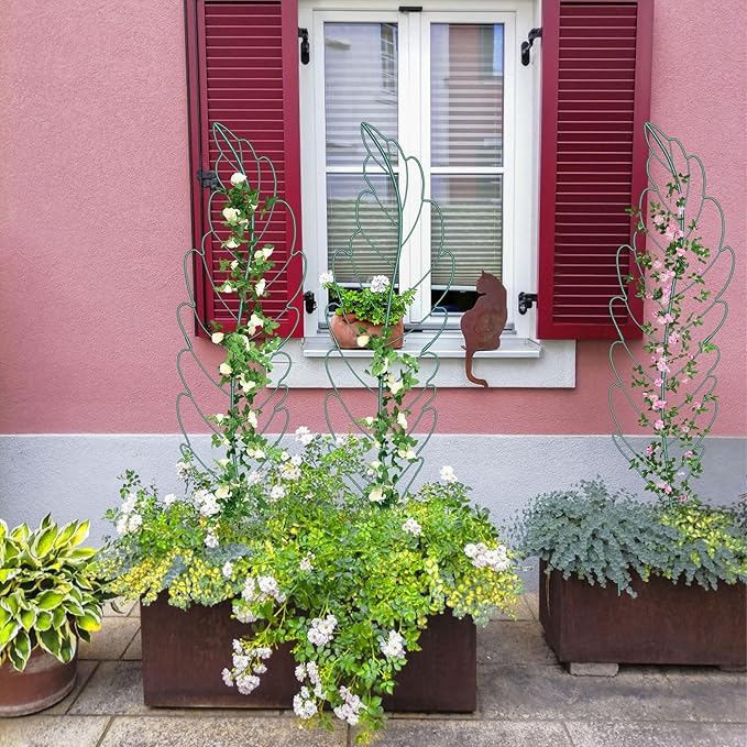 3 Pack Metal Garden Trellis for Climbing Plants,Green Metal Garden Trellis for Vines Plant Rose Vegetable Support,Large Decorative Outdoor Trellis