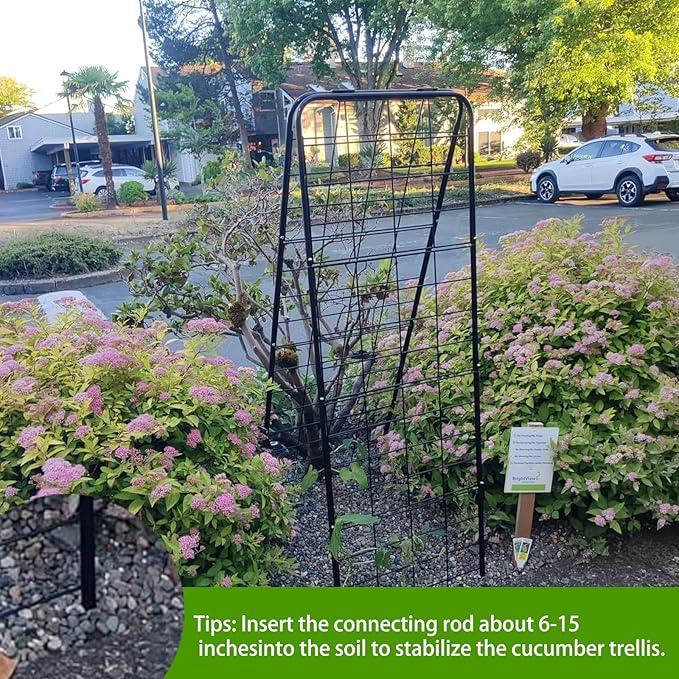 Heavy Duty 50"x17" Adjustable A-Frame Trellis for Climbing Plants – Rust-Proof Metal Garden Trellis with Dense Grid Design, Perfect for Raised Beds, Tomatoes, Cucumbers & Outdoor Vines (Black, 1 Pcs)