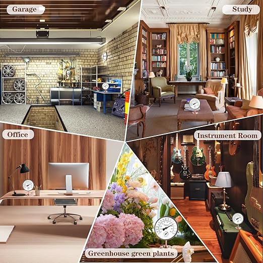 4-inch Outdoor Thermometer Hygrometer, Indoor Humidity Meter, Temperature Monitor Gauge for Home, Room, Office, Patio, House, Greenhouse, Antique Copper,Tabletop Decor.