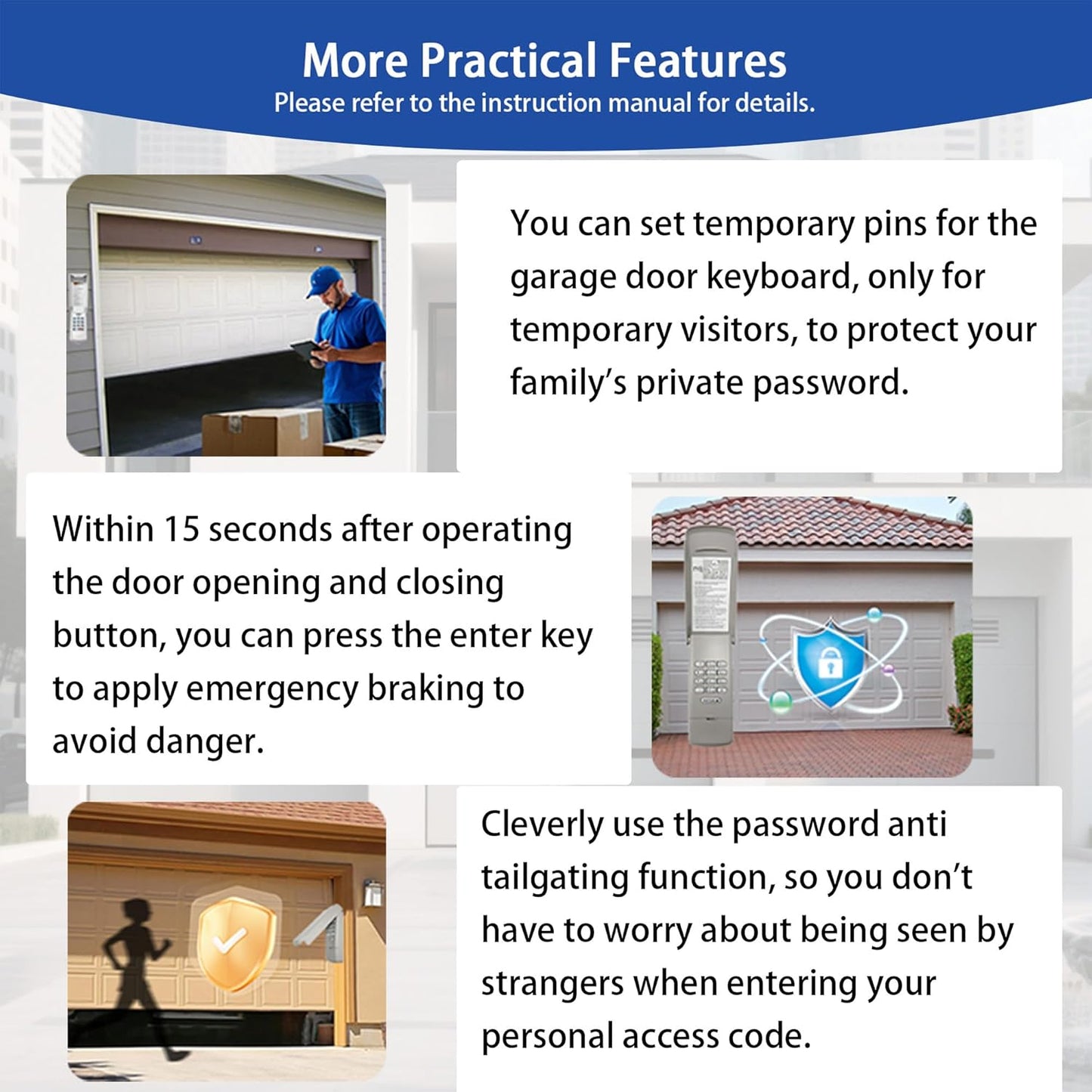 Garage Door Opener Keypad Compatible with Liftmaster Chamberlain Craftsman Garage Door Opener Universal Keypad Wireless Keyless Entry Outside Remote with 315/390 MHZ Learn Button Since 1993