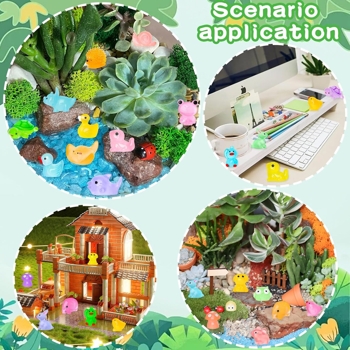 120pcs Luminous Mini Resin Animals 20 Types to Hide Miniature Resin Animals Figures Glow in the Dark Tiny Ducks Owls Frogs Bulk for Micro Landscape Dollhouse Aquarium Potted Fairy Garden DIY Decor