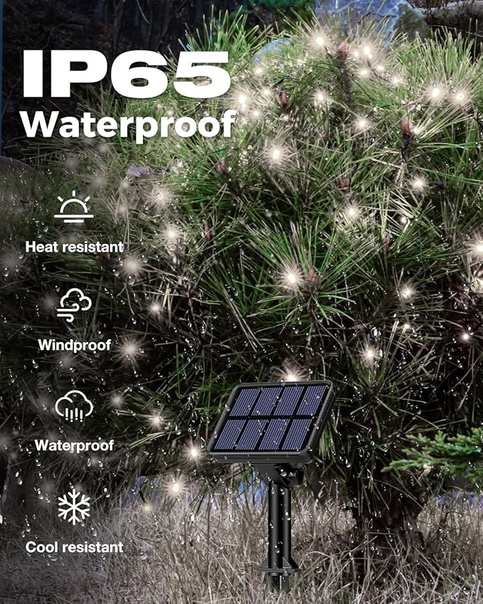 3 Pack Solar Fairy Lights for Outside Waterproof, 49FT/15M 150LED Solar String Light Outdoor 8 Modes Solar Twinkle Lights for Garden Yard Christmas Tree Wedding Party Decor, Cool White