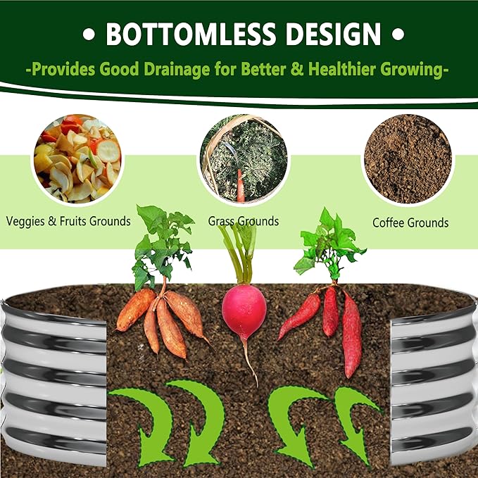 3PCS 3x3x1FT Galvanized Raised Garden Bed Kit,Vegetable Boxes-Round Metal Flower Box,Large Planter Raised Beds Outdoor Garden for Planting,Fruit,Herb-Sliver