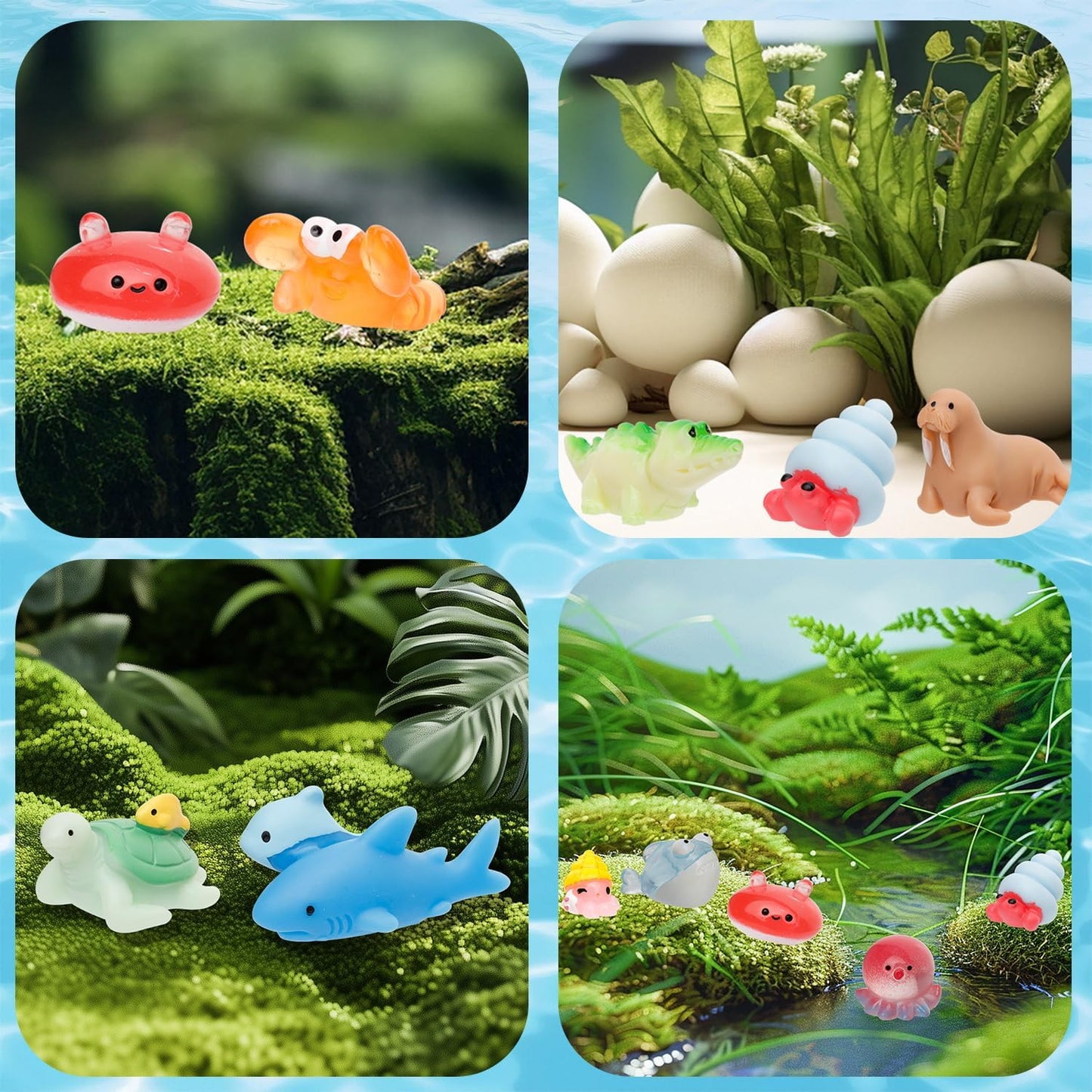 44 Pcs Mini Ocean Resin Animals 44 Styles Resin Animals Figurines Bulk for Fairy Garden Miniature Dollhouse Accessories Hide Crafts Decor