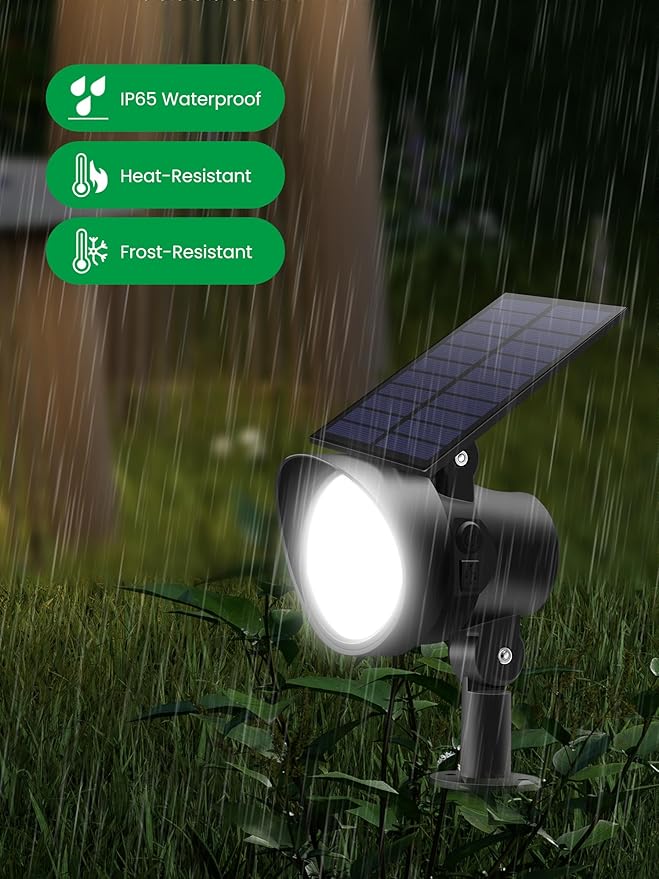 3CCT Solar Spot Lights Outdoor Dimmable, Solar Landscape Spotlights IP65 Waterproof, Dusk-to-Dawn Flag Pole Lights for Garden Yard Landscape Decorations, 4 Pack