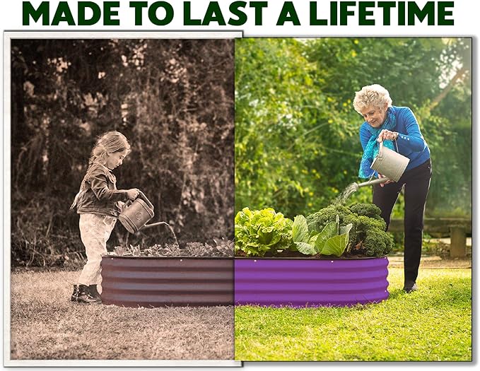 Galvanized Raised Garden Beds Outdoor // 4×2×1 ft Planter Raised Beds for Gardening, Vegetables, Flowers // Large Metal Garden Box (Purple) // Patented Tool-Free Design
