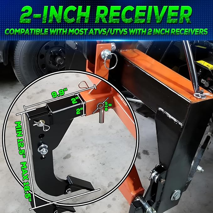 3 Point Trencher Ripper Attachment fit 2" Receivers, Hitch Mounted Ripper for Tractor Lawn Mower ATV UTV, Adjustable Subsoiler Plow with Replacement Plough Blade in Garden Farm Bury Pipes Sow Seeds