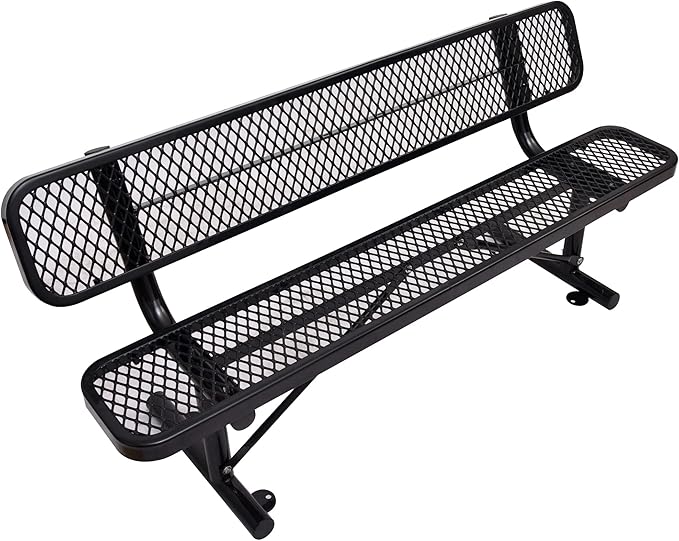 4/6/8 Feet Park Bench for Outside Heavy Duty Metal, Garden Benches Outdoor Bench with Backrest & Portable Frame, for Shopping Malls Stores Parks Patios Decks, Black
