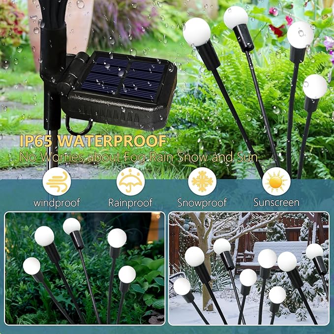 Garden Lights Outdoor, 2 Pack 20 LED Solar Firefly Lights Waterproof, Sway by Wind, Solar Swaying Light for Yard Patio Backyard Garden Planter Flower Bed Pathway Outdoor Decoration (Warm White)