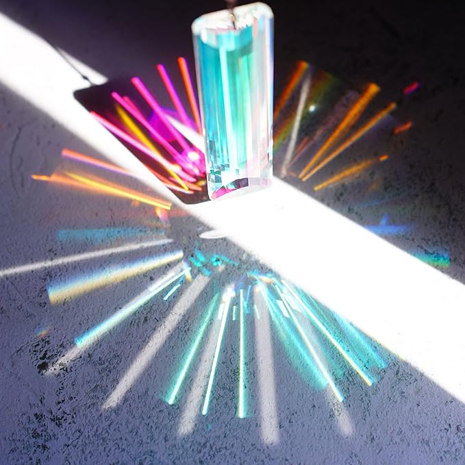 HDCRYSTALGIFTS 2pcs 120mm/5'' Large Crystal Sun Catcher Prisms Hanging for Window,AB Crystals for Suncatchers,Rainbow Maker Rectangle Crystal Stick Prisms for Balcony,Kitchen,Garden Decoration