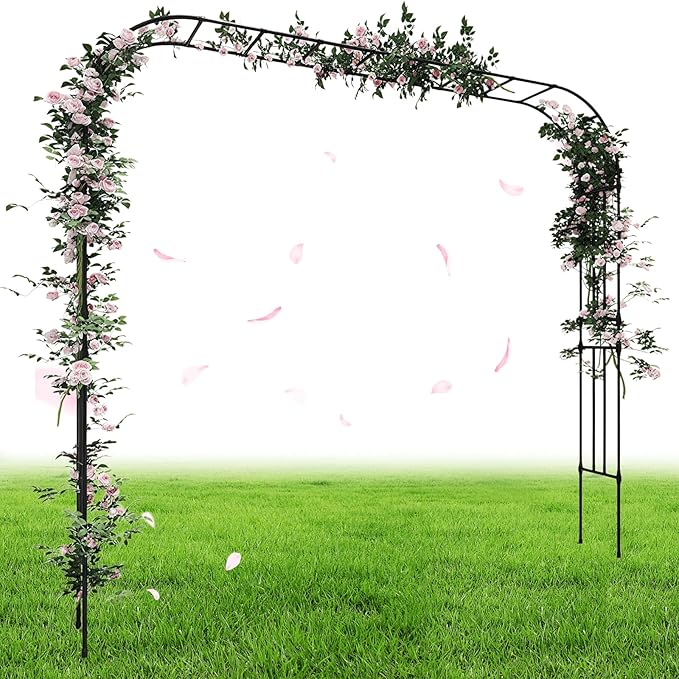 Garden Arch Arbor Trellis, 126" L x 94.5" H, Metal Archway for Climbing Plants Outdoor, Wide Sturdy Garden Arch for Lawn, Party, Ceremony Wedding Decoration