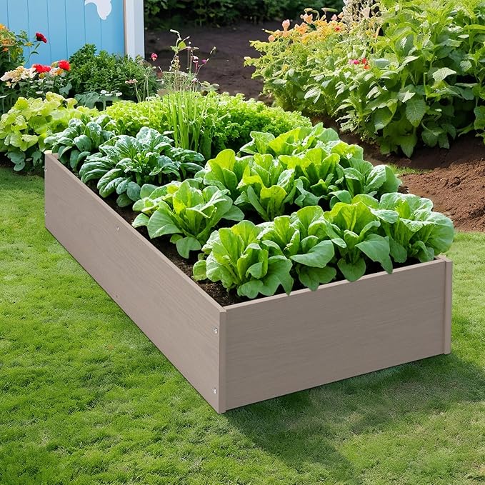 HDPE Raised Garden Bed 47.24 * 24.4 * 9.65 in,Vegetable Planter Bed Outdoor,Elevated Horticulture Planter Bed,Waterproof,Rot-Resistant and Non-Cracking Above Ground Garden Bed(Light Brown)