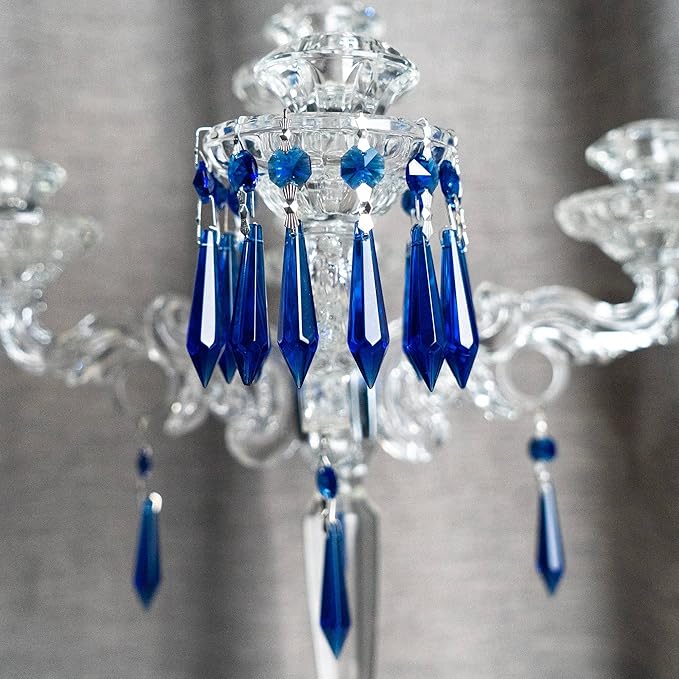 HDCRYSTALGIFTS 25pcs Blue Chandelier Crystals Replacement Chandelier Icicle Crystal Prisms Crystal Drop Prisms