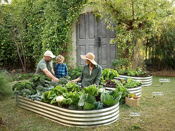 Galvanized Raised Garden Beds Outdoor // 8×4×1 ft Planter Raised Beds for Gardening, Vegetables, Flowers // Large Metal Garden Box // Patented Tool-Free Design (Turquoise)