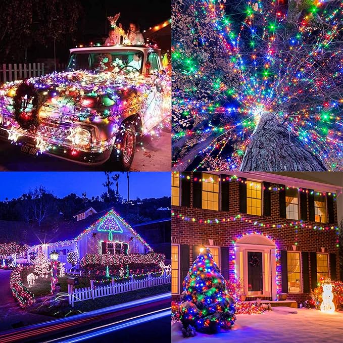 338Ft Christmas Lights Outdoor, 1000 LED Christmas String Lights with 8 Modes, Timer, Waterproof Fairy Twinkle Lights for Christmas Party, Garden, Wedding, Holiday, Xmas Tree Decorations (Multicolor)