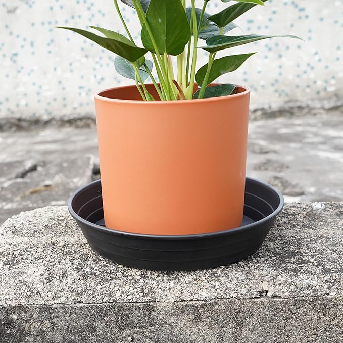 4 Packs 8 Inches Plant Saucer Drip Trays, Round Plastic Plant Pot Saucers Flower Pot Tray for Indoor Outdoor