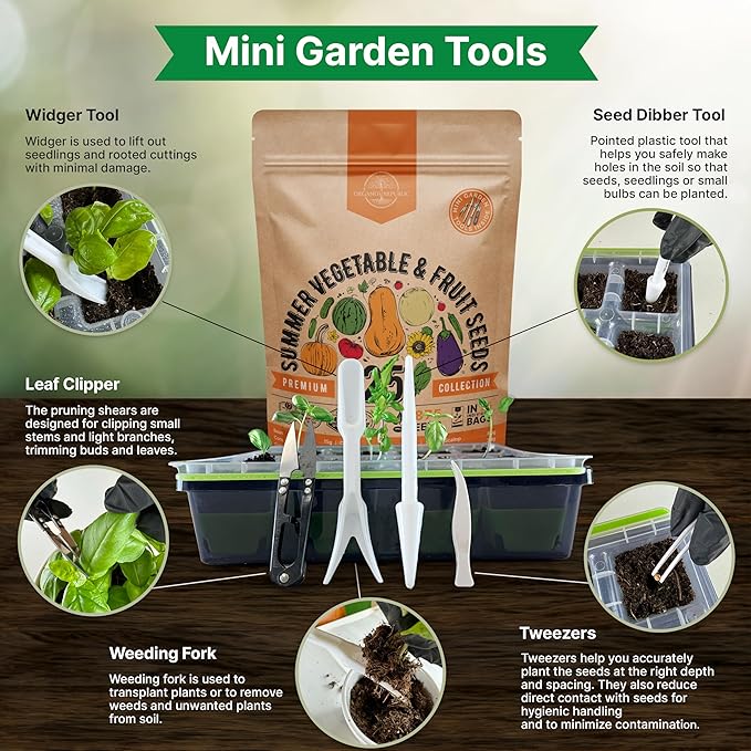 25 Summer Vegetable & Fruit Seeds Variety Pack - 1,870+ Non-GMO Heirloom Veggie & Fruits Seeds for Outdoors and Indoor Home Gardening, Including Collards, Tomato, Pepper, Okra, Onion, Bean, Cucumber