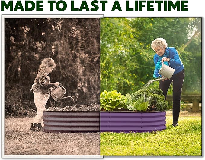 Galvanized Raised Garden Beds Outdoor // 4×2×1 ft Planter Raised Beds for Gardening, Vegetables, Flowers (Purple) // Large Metal Garden Box