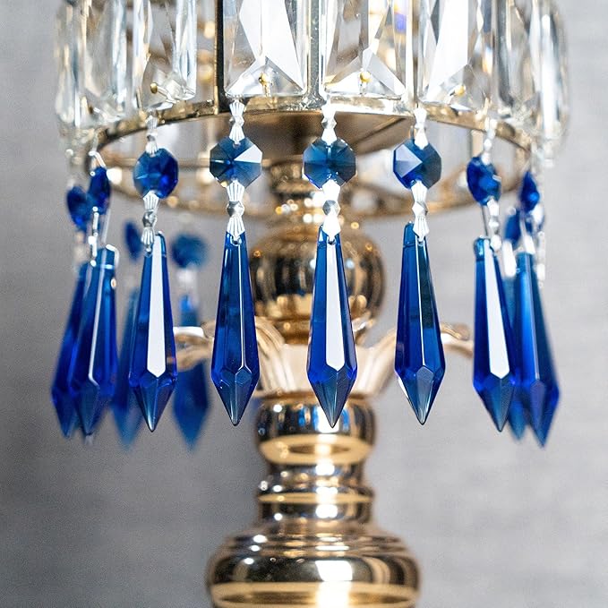 HDCRYSTALGIFTS 25pcs Blue Chandelier Crystals Replacement Chandelier Icicle Crystal Prisms Crystal Drop Prisms