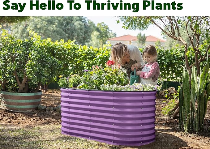 Galvanized Raised Garden Beds Outdoor // 4×2×2 ft Planter Raised Beds for Gardening, Vegetables, Flowers // Large Metal Garden Box (Purple) // Patented Tool-Free Design