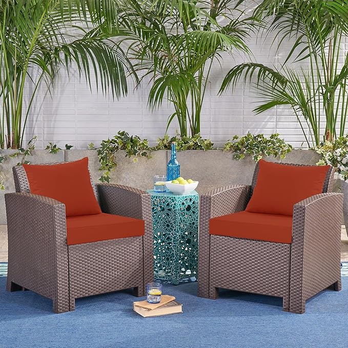 24x24 Inch Outdoor Cushions for Patio Furniture Set of 2, Waterproof Outdoor Chair Cushions w/Fade-Resistant, Removable & Machine-Washable Covers, Deep Seat Sofa/Couch Pad Replacement, Rust