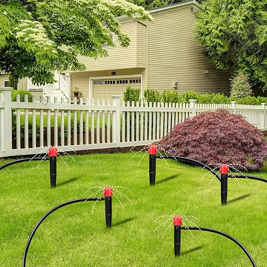 30 Pcs Drip Irrigation Kits with 10 Pcs 1/4 Drip Irrigation Emitters10 Pcs 360 Degree Adjustable Irrigation Drippers Sprinklers and 10 Pcs 3 Way Atomizing Nozzles for (4-7mm) Watering Patio