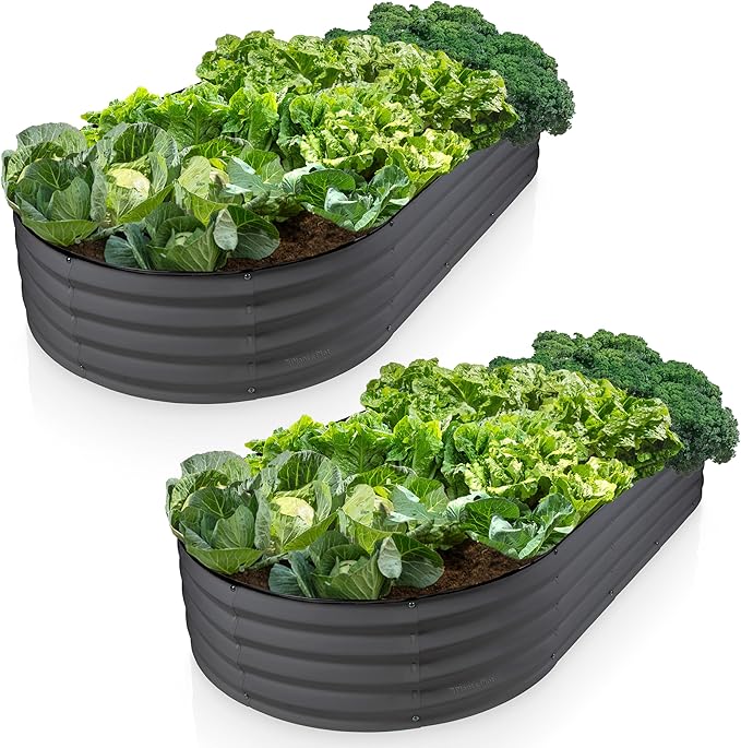 Galvanized Raised Garden Beds Outdoor // 6×3×1 ft (2-Pack) Planter Raised Beds for Gardening, Vegetables, Flowers // Large Metal Garden Box // Patented Tool-Free Design (Gray)