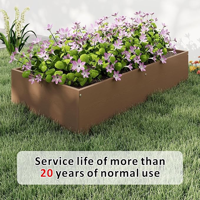 HDPE Raised Garden Bed 47.24 * 24.4 * 9.65 in,Vegetable Planter Bed Outdoor,Elevated Horticulture Planter Bed,Waterproof,Rot-Resistant and Non-Cracking Above Ground Garden Bed(Light Brown)