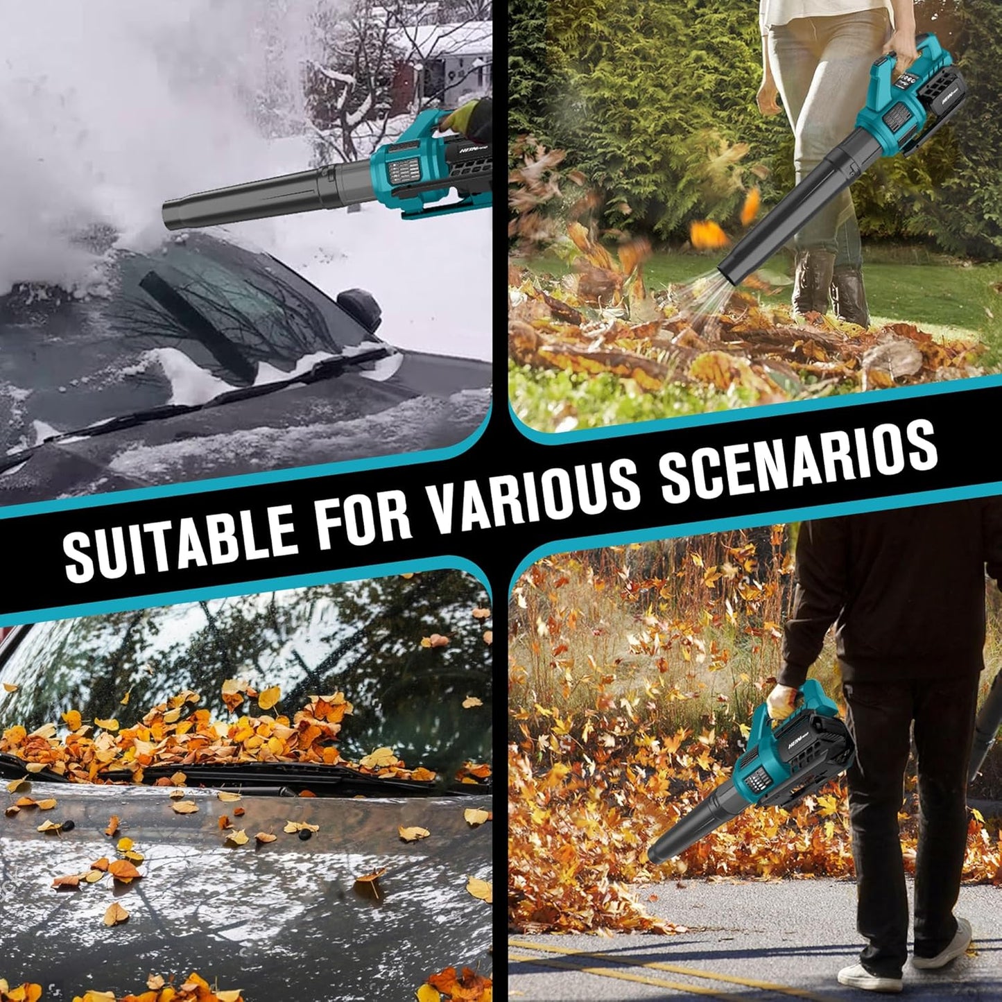 HEINRPO Cordless Leaf Blower Compatible with Makita 18V Battery (Bare Tool) 400CFM Electric Leaf Blower Cordless, Variable Speed, Turbo Mode, Handheld Battery Powered Leaf blowers for Lawn Care