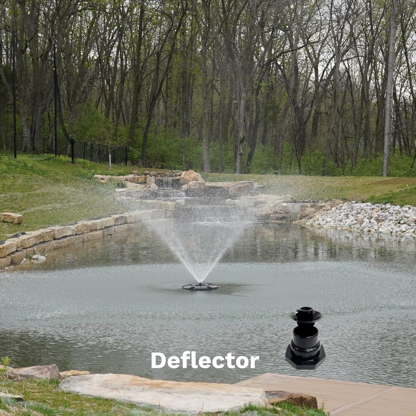 HALF OFF PONDS Floating Fountain – 1.75 HP Pond Aerator with 100' Cord – 14,800 GPH Water Pump – 11 Spray Patterns - Energy-Efficient – for Large Ponds, Lakes & Water Gardens