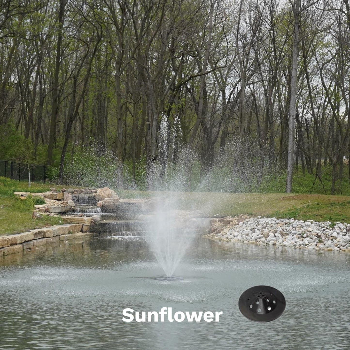 HALF OFF PONDS Floating Fountain – 1.75 HP Pond Aerator, 200' Cord – 14,800 GPH Water Pump – 11 Spray Patterns - Energy-Efficient - Color-Changing LED Lights, Large Ponds, Lakes & Water Gardens