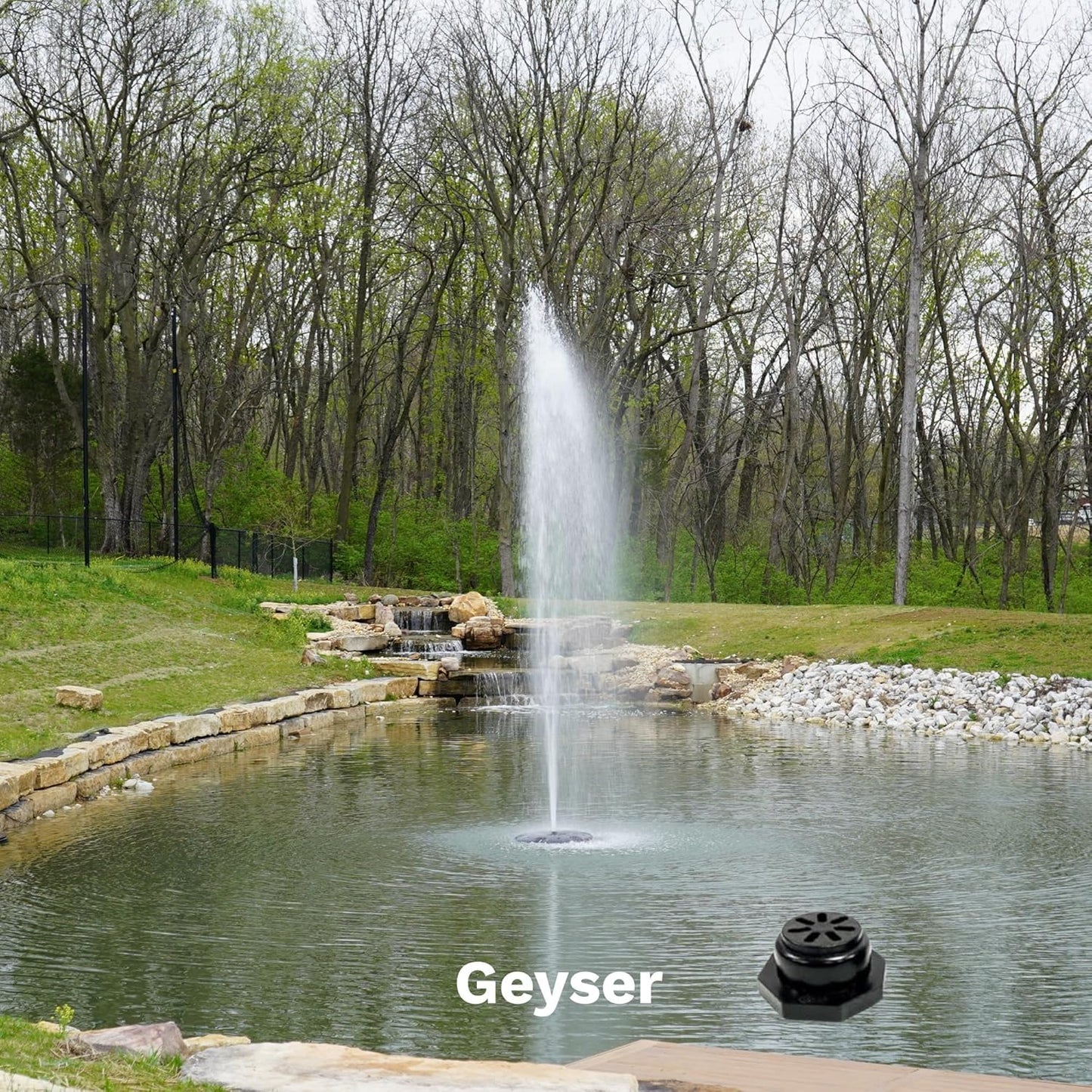 HALF OFF PONDS Floating Fountain – 1.75 HP Pond Aerator, 200' Cord – 14,800 GPH Water Pump – 11 Spray Patterns - Energy-Efficient - Color-Changing LED Lights, Large Ponds, Lakes & Water Gardens