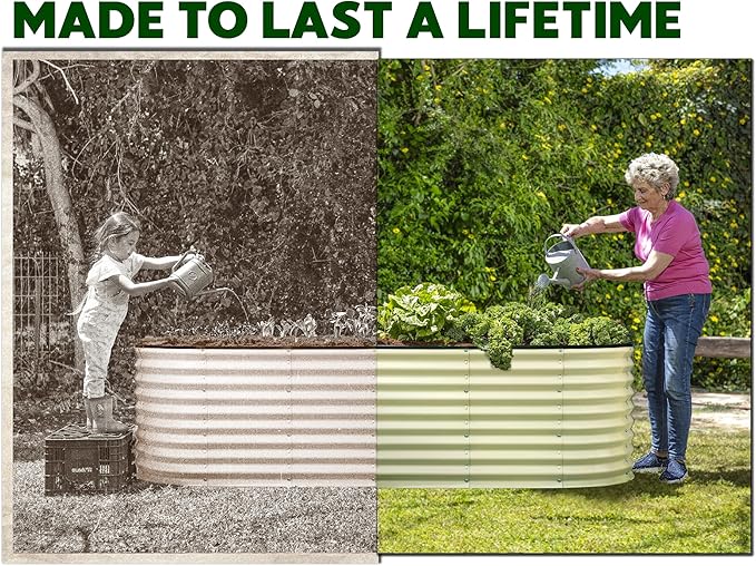 Galvanized Raised Garden Beds Outdoor // 4×2×2 ft Planter Raised Beds for Gardening, Vegetables, Flowers // Large Metal Garden Box (White) // Patented Tool-Free Design