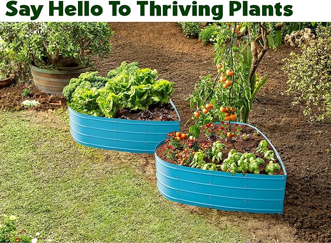 Galvanized Raised Garden Beds Outdoor // Planter Raised Beds for Gardening, Vegetables, Flowers // Large Metal Garden Box (Teal) // Tool-Free Assembly
