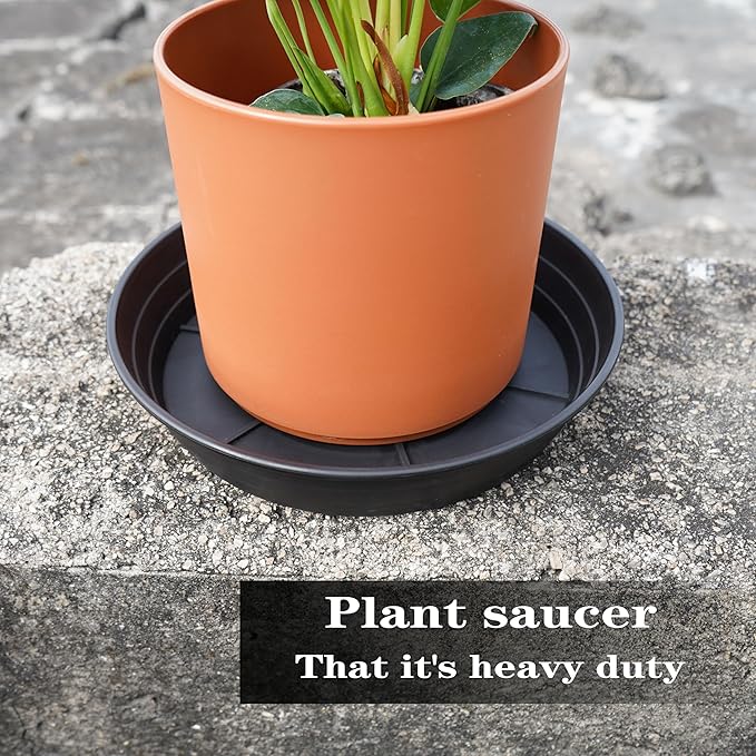 4 Packs 6 Inches Plant Saucer Drip Trays, Round Plastic Plant Pot Saucers Flower Pot Tray for Indoor Outdoor